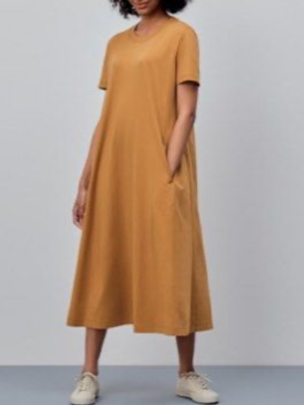 Uniqlo Lagenlook Slouchy Relaxed Short Sleeve Cotton Pullover T-Shirt Maxi Dress